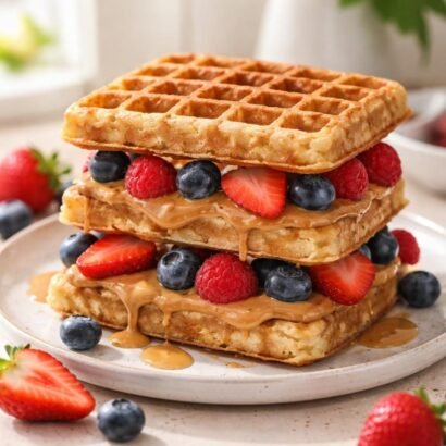 Quick Peanut Butter Berry Waffle Sandwich