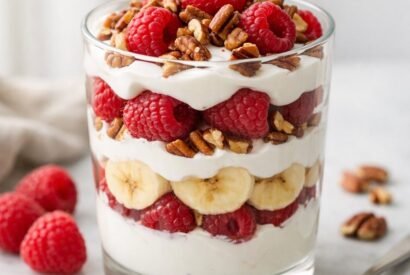 Thumbnail for High Protein Raspberry Banana Yogurt Parfait