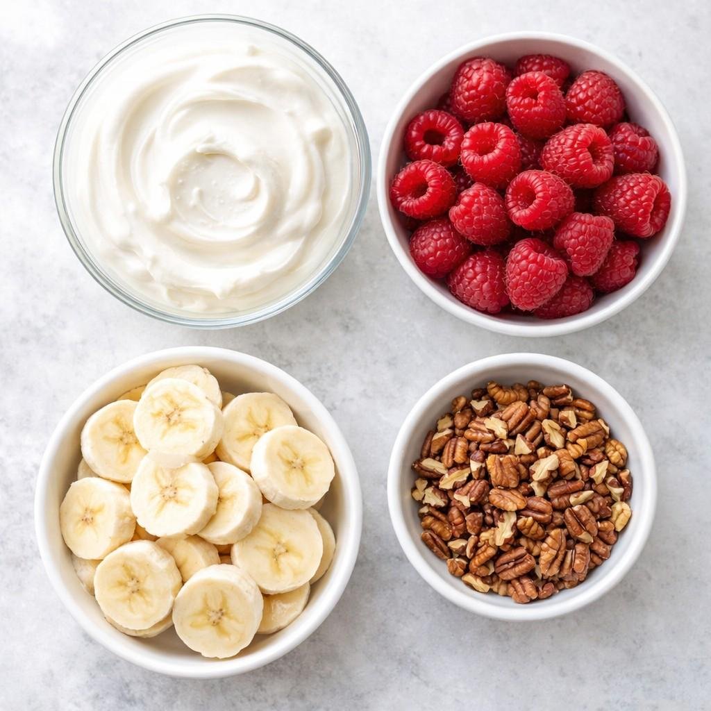 Raspberry banana parfait ingredients