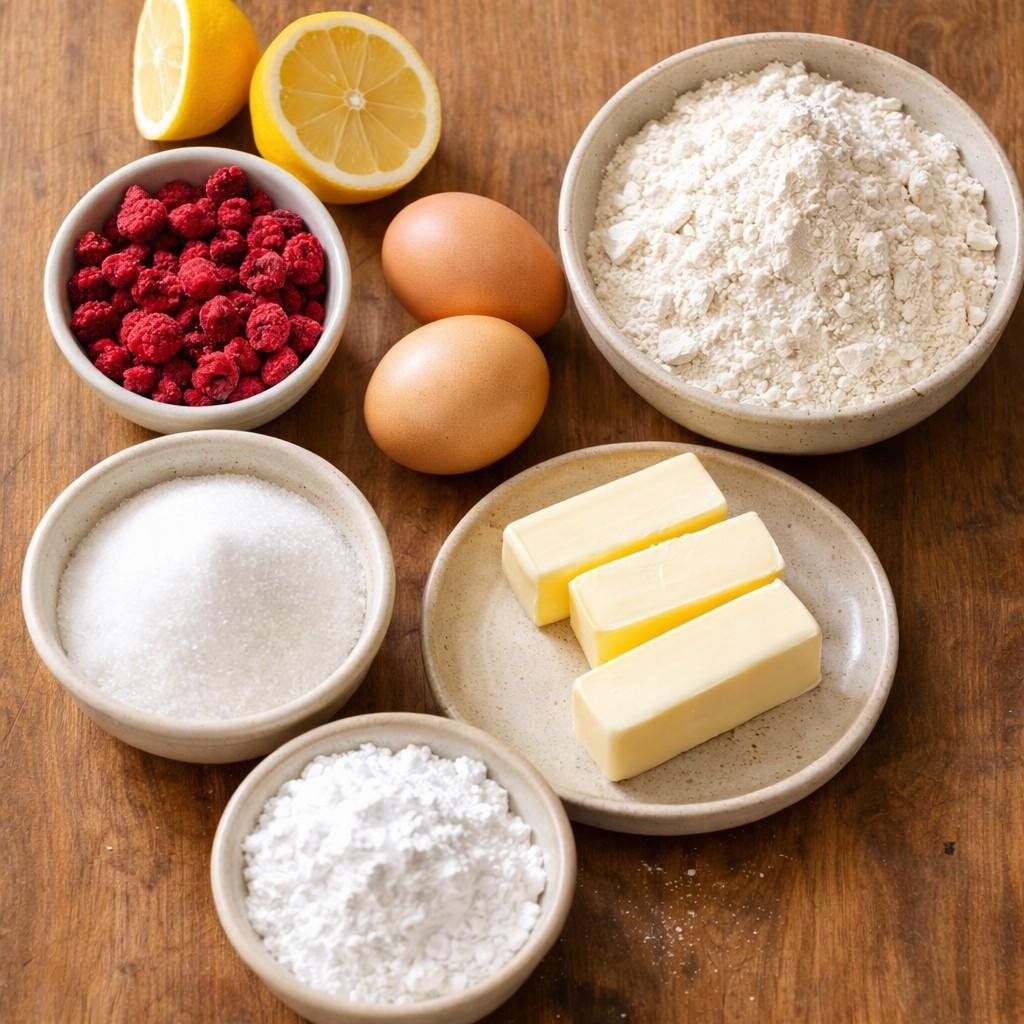 Raspberry lemon crinkle cookie ingredients