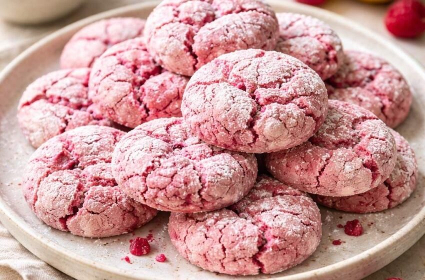 Raspberry lemon crinkle cookies