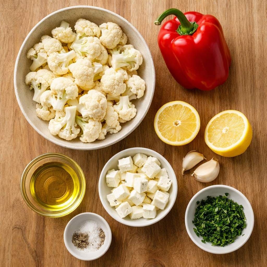 Roasted cauliflower salad ingredients