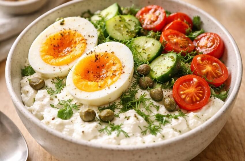 Savory cottage cheese breakfast bowl