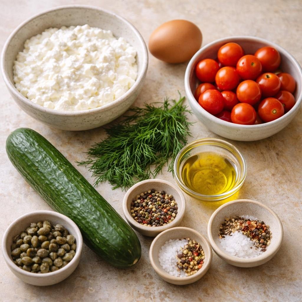 Savory cottage cheese breakfast bowl ingredients