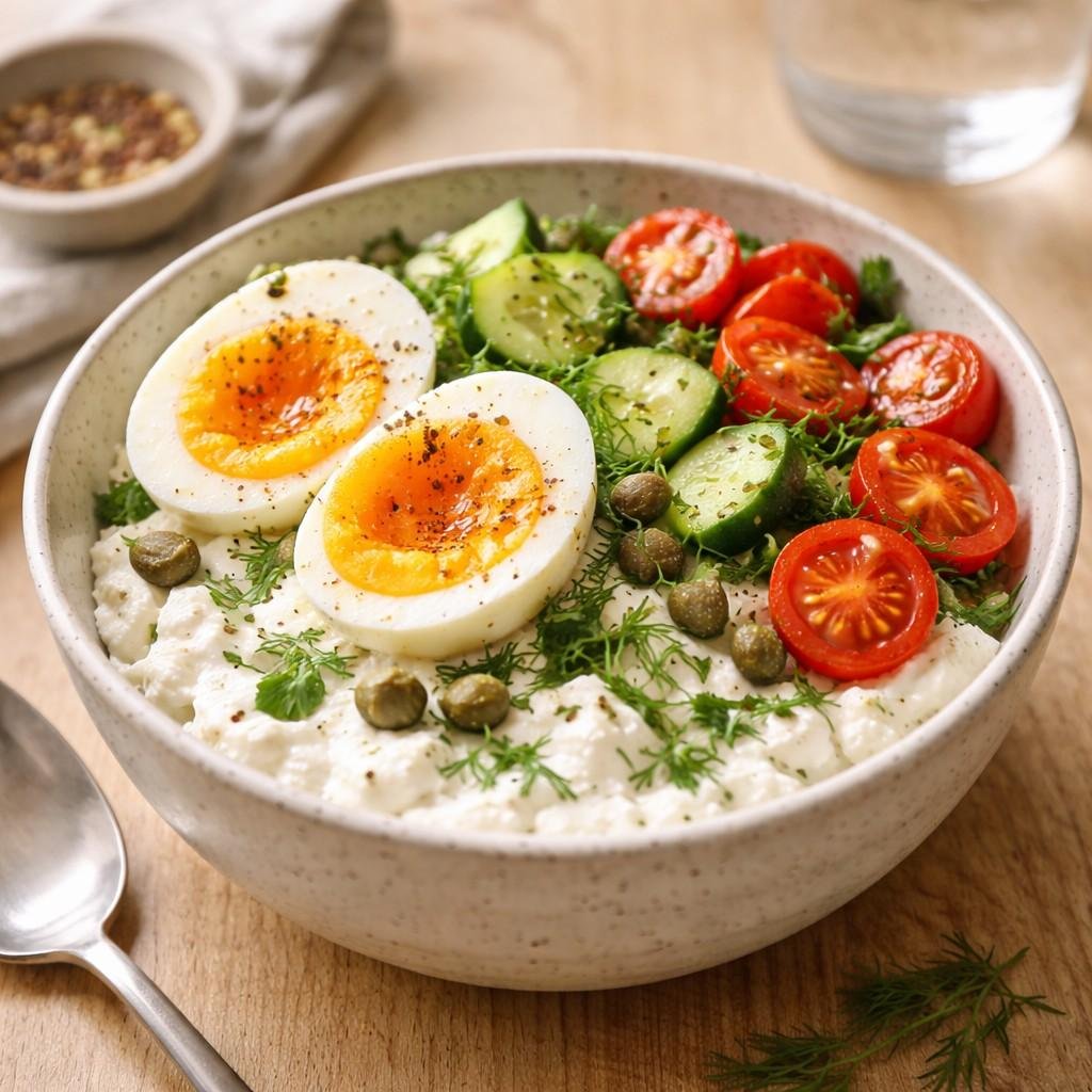 Savory cottage cheese breakfast bowl