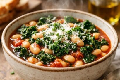 Thumbnail for Easy Vegetarian Kale and White Bean Stew in the Slow Cooker