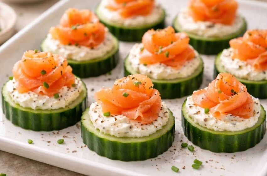 Smoked salmon cucumber bites