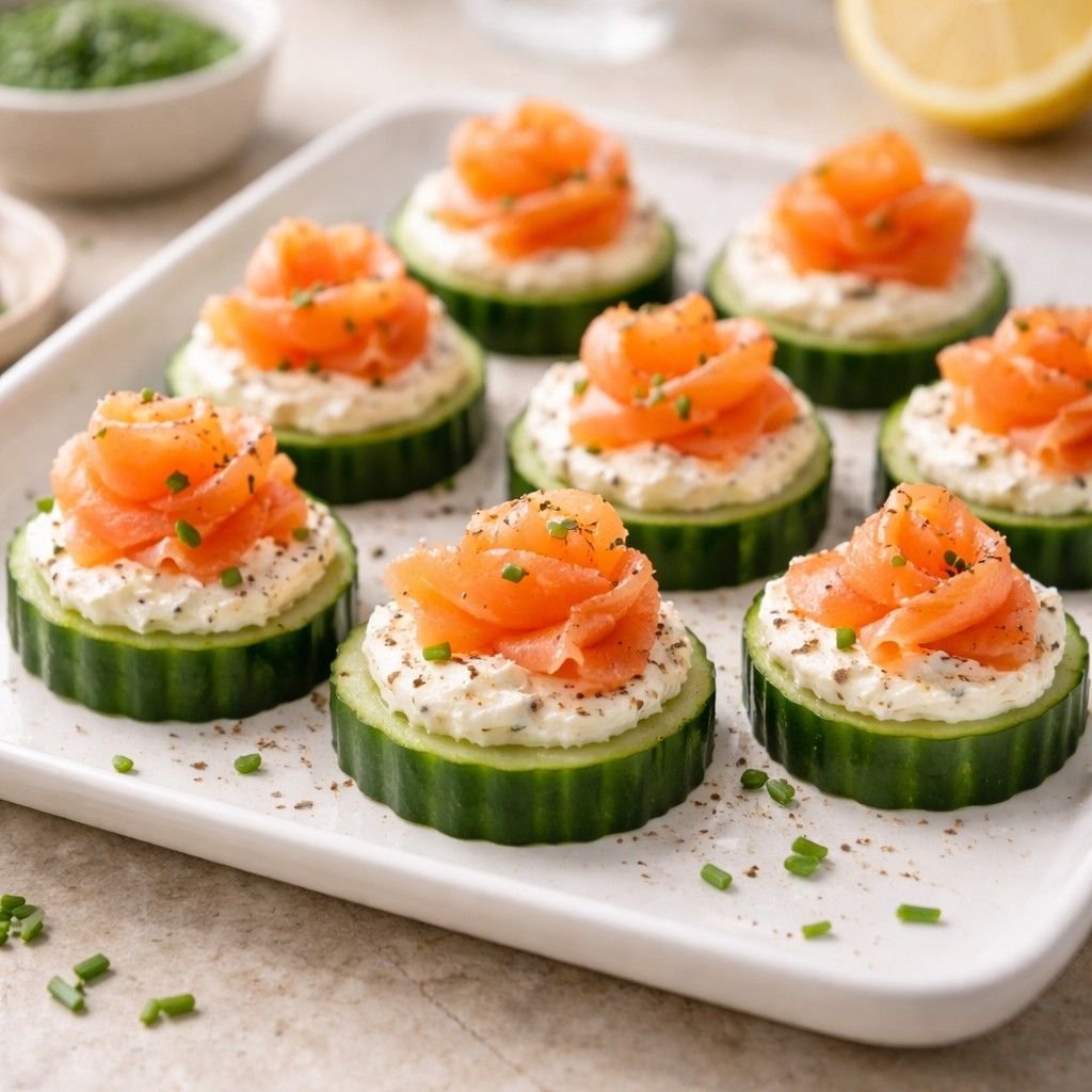 Smoked salmon cucumber bites