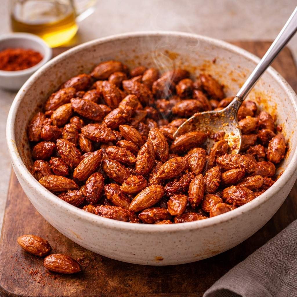 Spiced almonds in olive oil mix