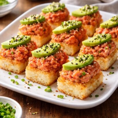 Spicy tuna crispy rice bites