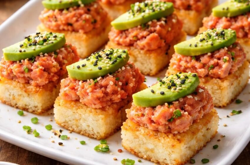 Spicy tuna crispy rice bites