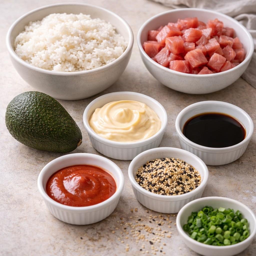 Spicy tuna rice bites ingredients