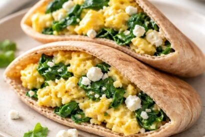Thumbnail for Spinach Feta Scrambled Egg Pitas