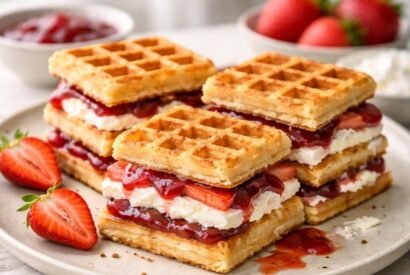 Thumbnail for Strawberry Goat Cheese Waffle Sandwiches