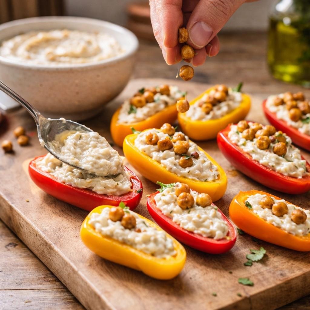 Stuffed mini bell peppers preparation
