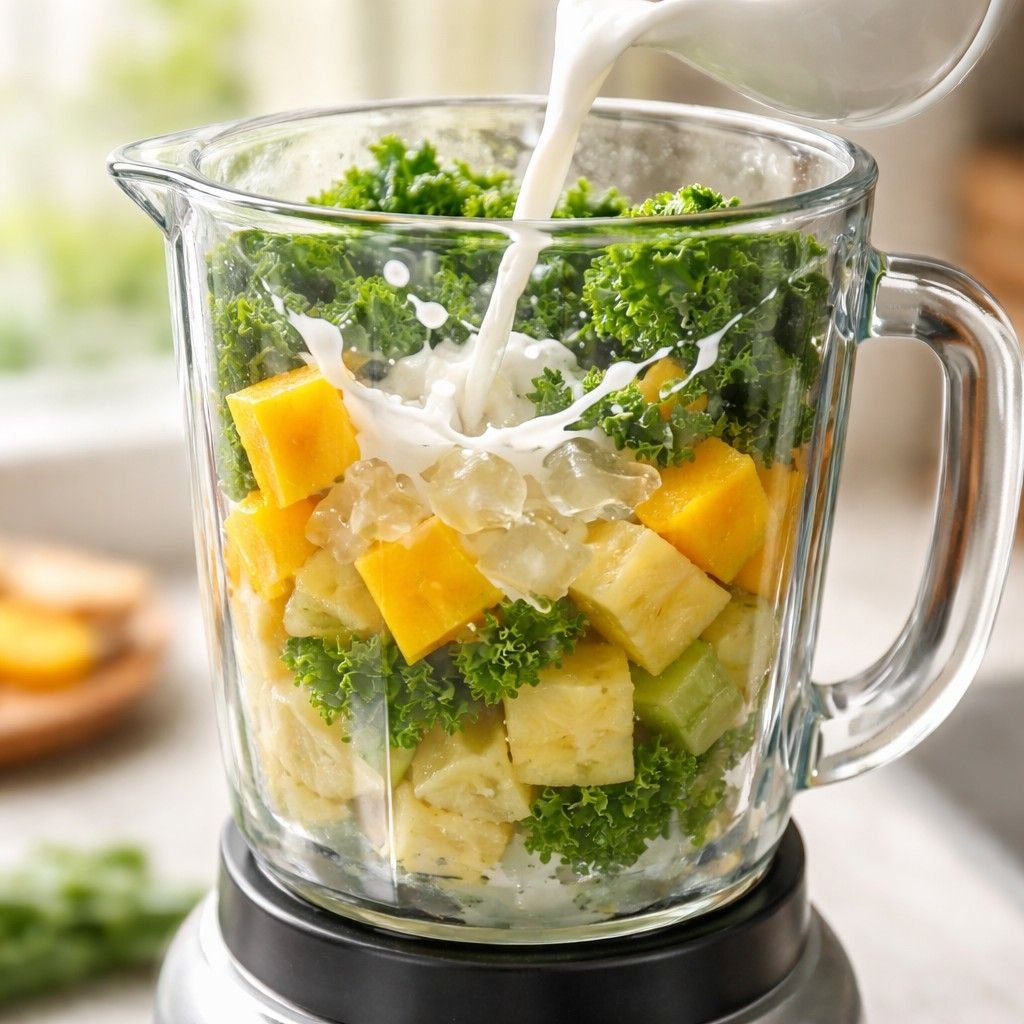 Tropical smoothie in the making