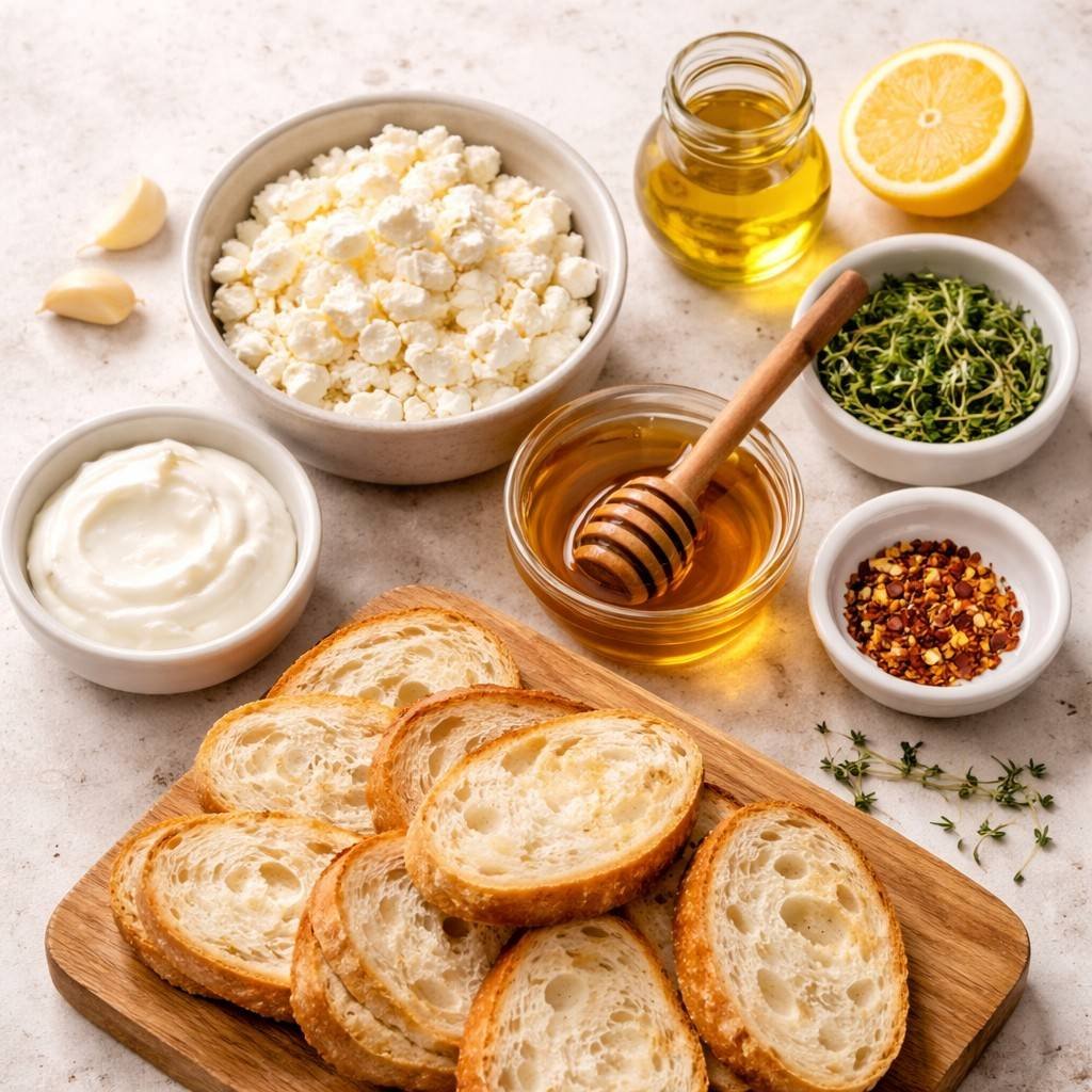 Whipped feta honey toast ingredients