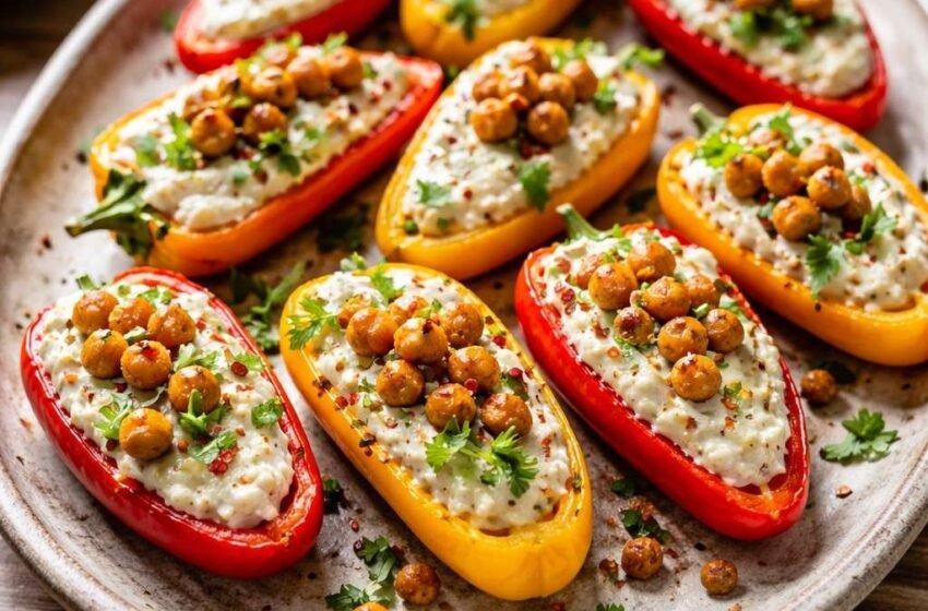 White Bean Stuffed Mini Bell Peppers
