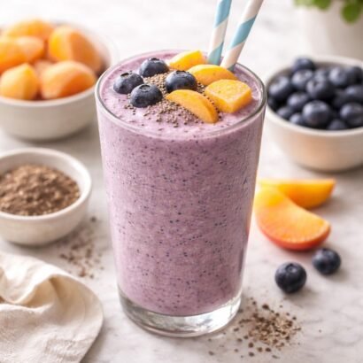 blueberry peach smoothie with chia seeds