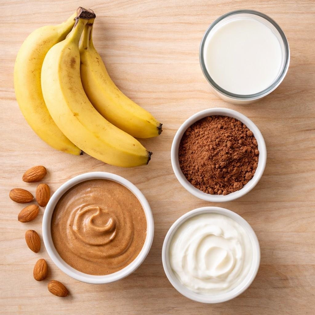 Almond Butter Chocolate Banana Smoothie ingredients