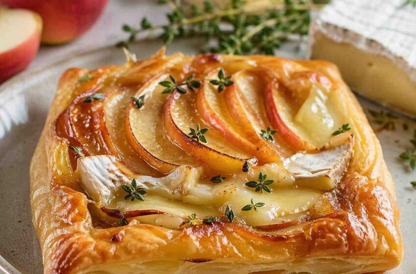 Apple Brie Upside-Down Puff Pastry Tarts