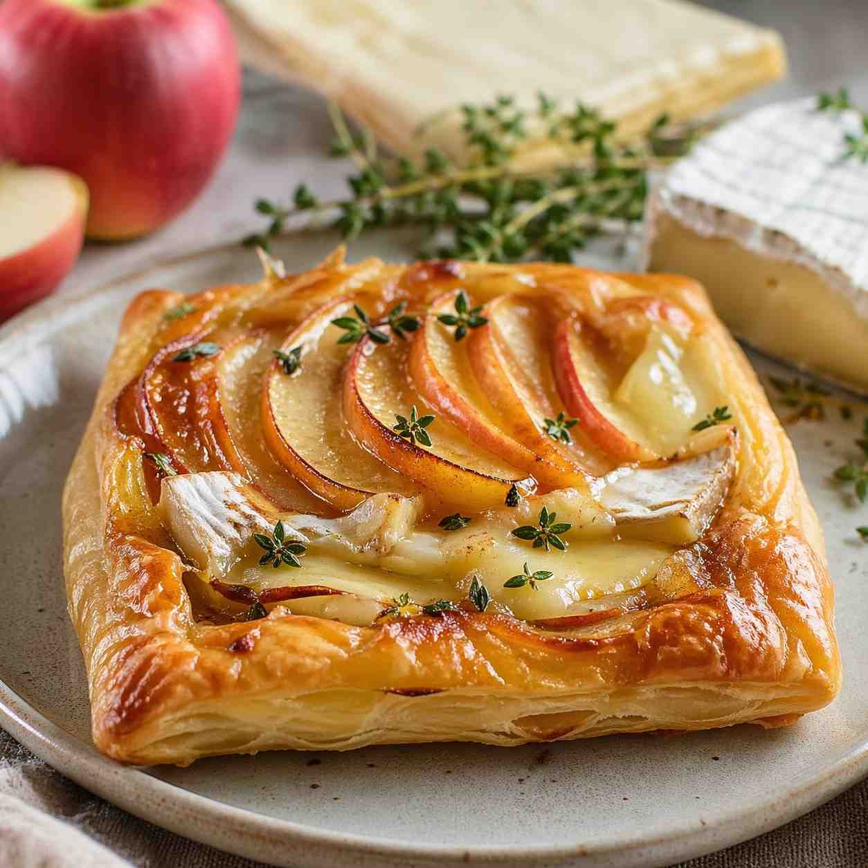 Apple Brie Upside-Down Puff Pastry Tarts