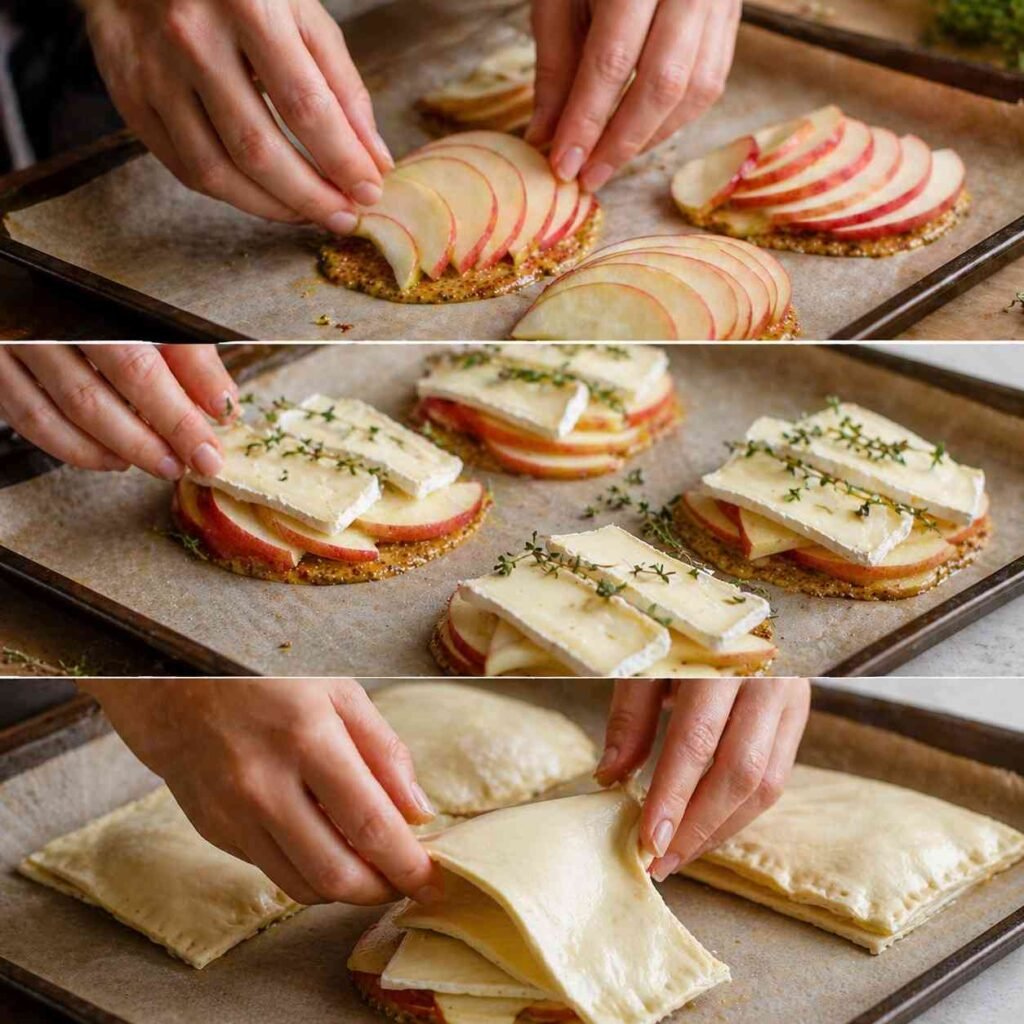Apple and cheese pastry prep
