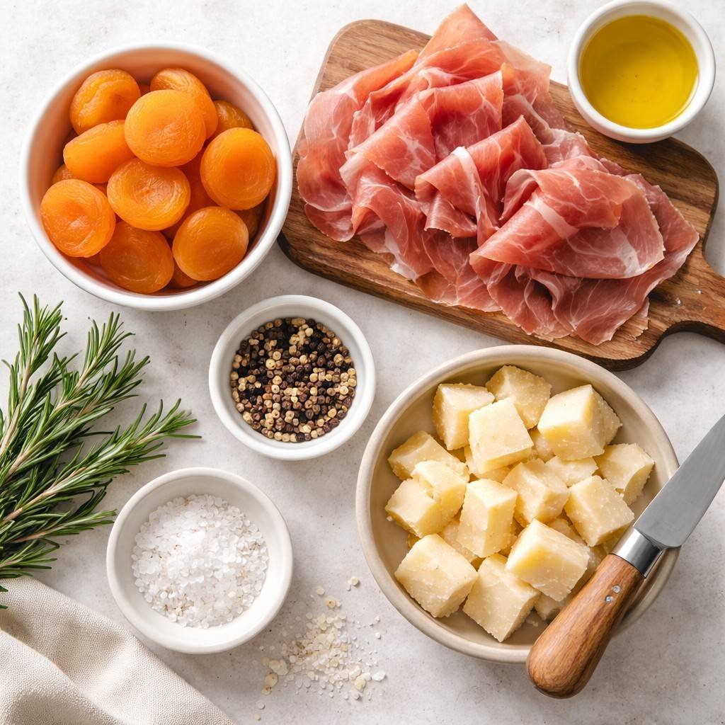 Apricot prosciutto Parmesan bite ingredients