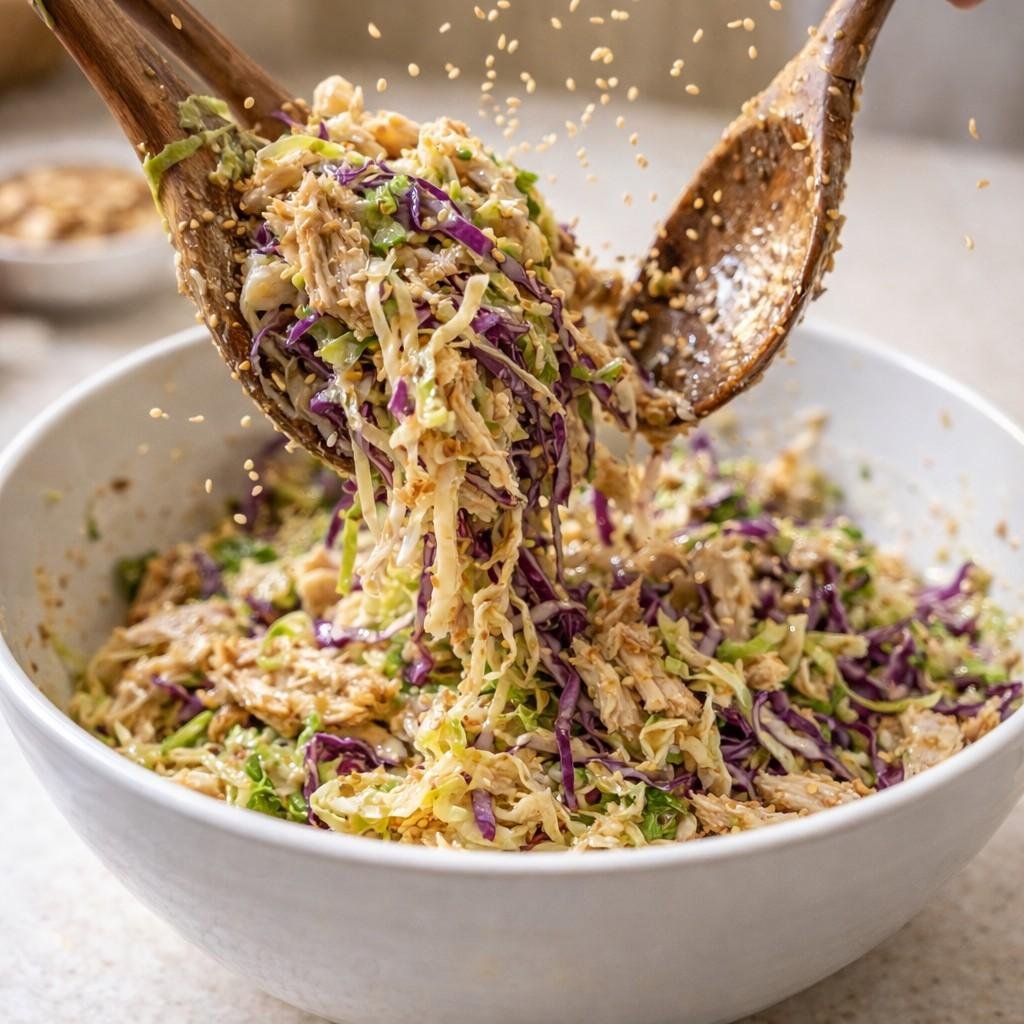 Asian Chicken Salad Bowls prep