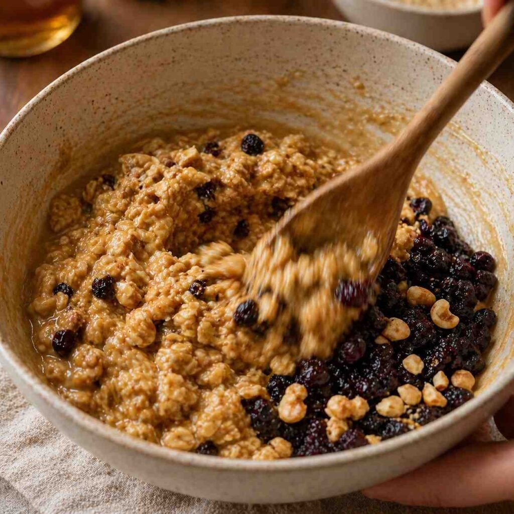 Blueberry Cashew Oat Bars preparation