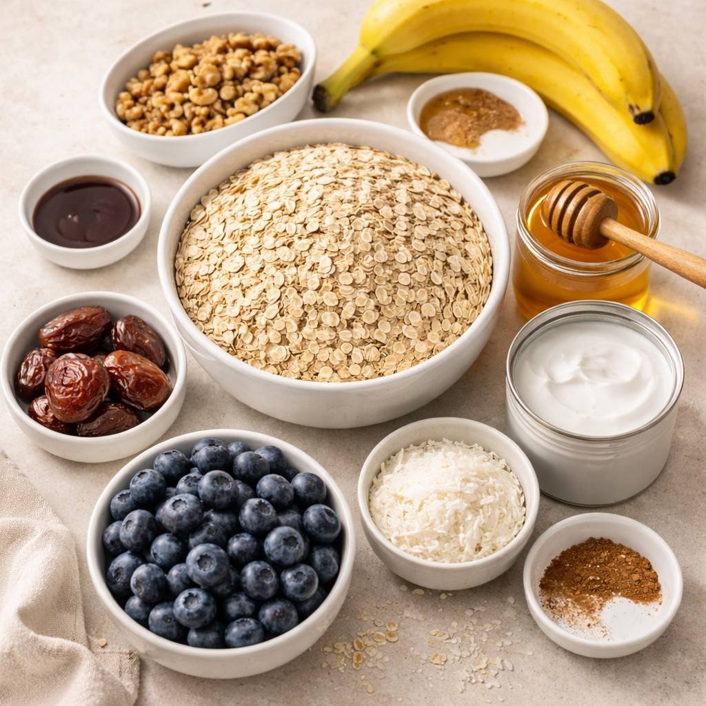 Blueberry Coconut Walnut Baked Oatmeal ingredients