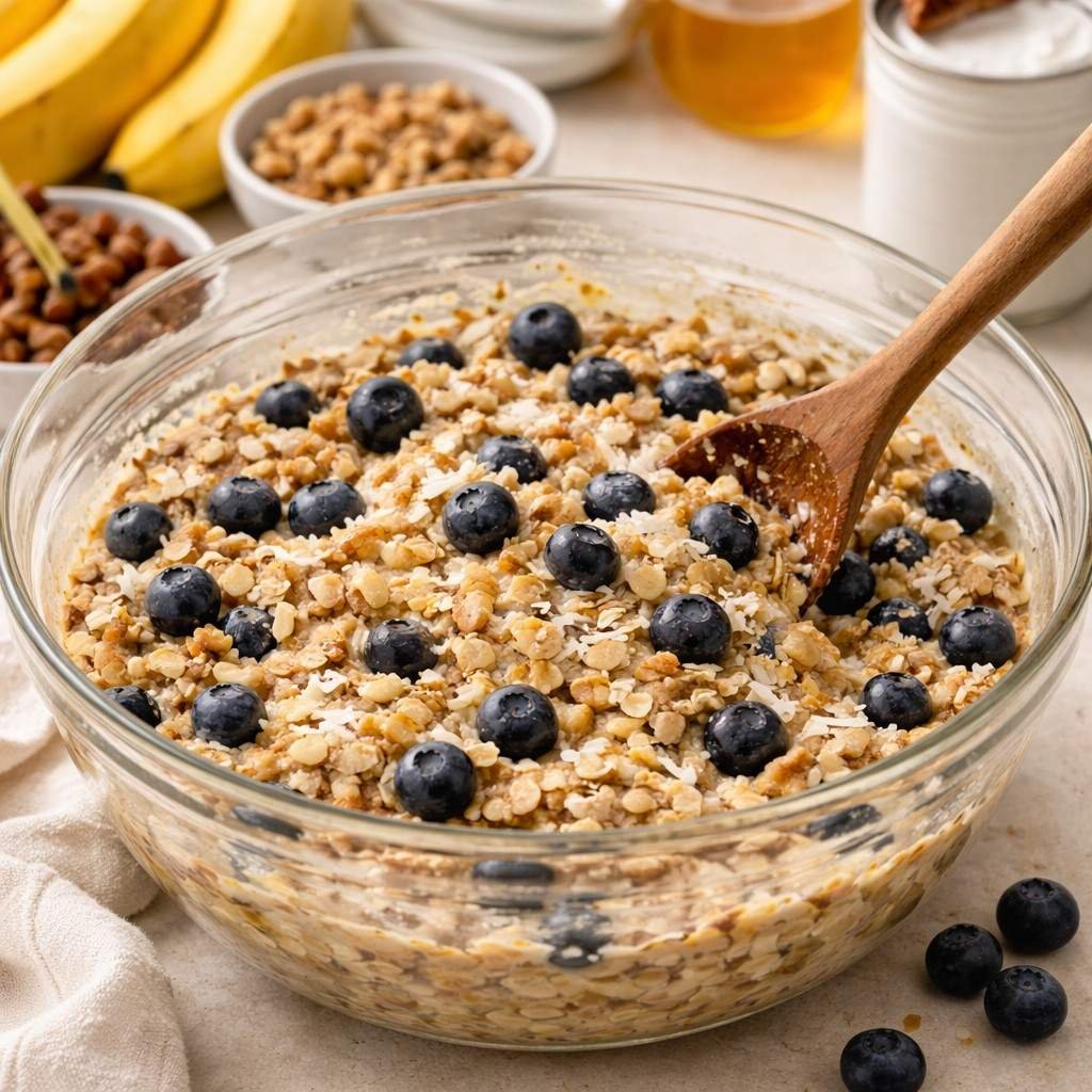 Blueberry coconut walnut oatmeal prep
