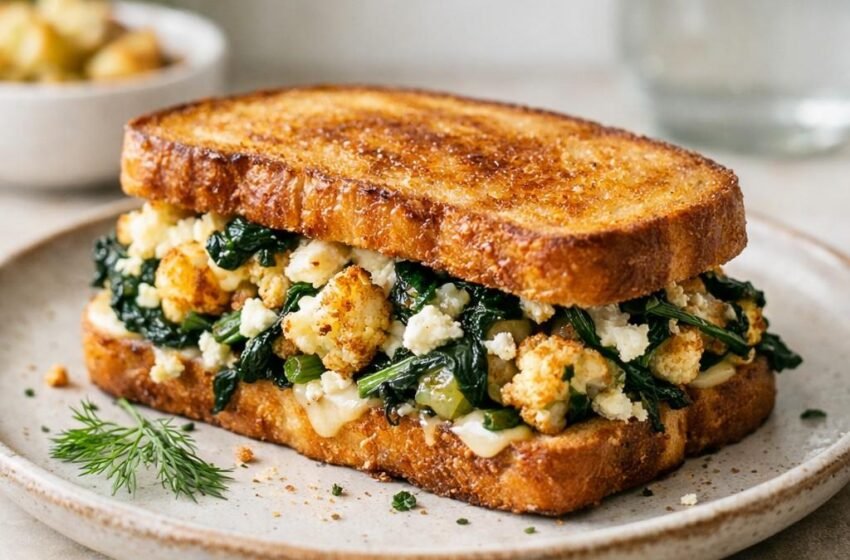 Cauliflower Spanakopita Melt Sandwich