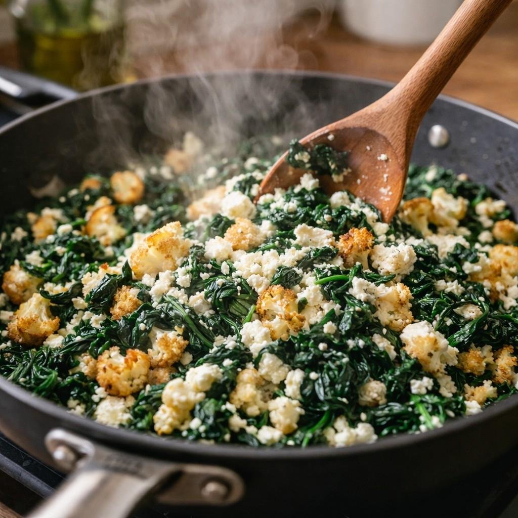 Cauliflower Spanakopita Melt Sandwich prep