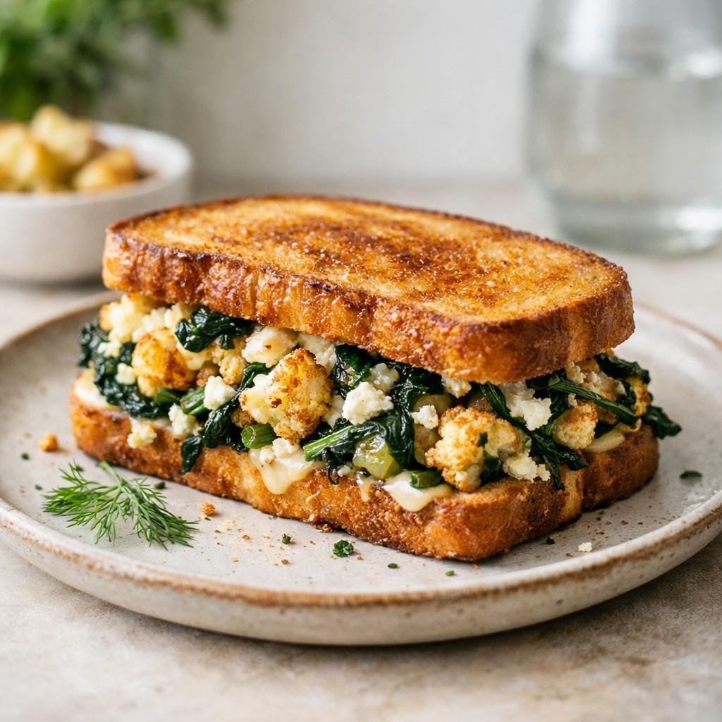 Cauliflower Spanakopita Melt Sandwich