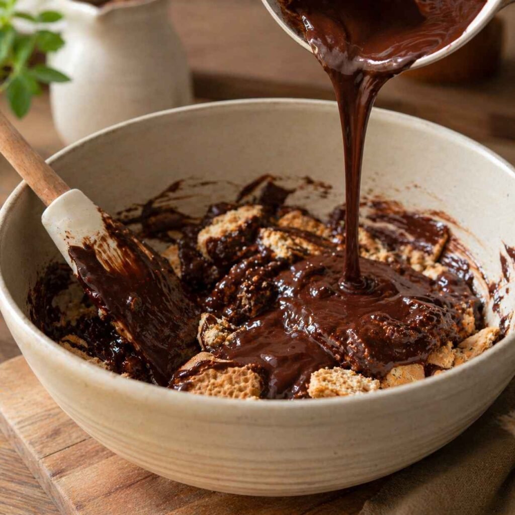 Chocolate Biscuit Cake prep