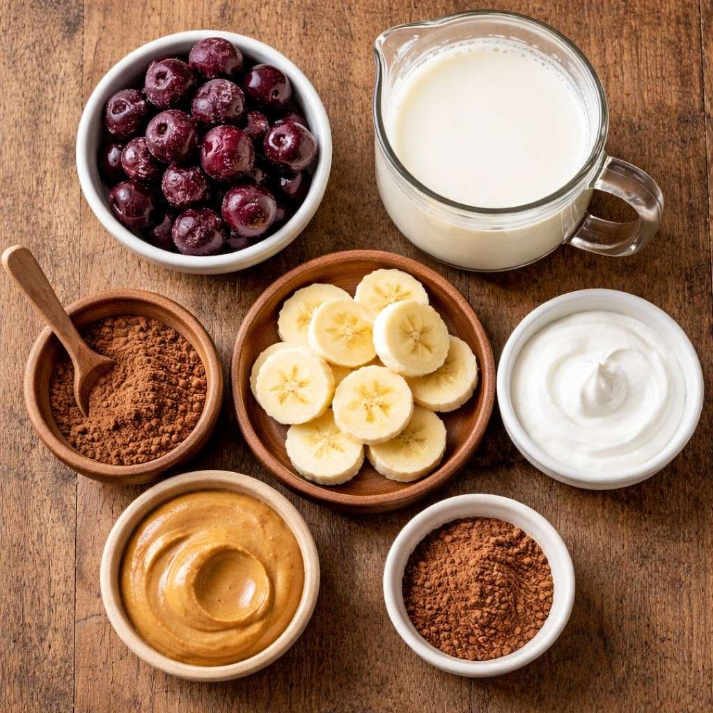 Chocolate Cherry Protein Shake ingredients