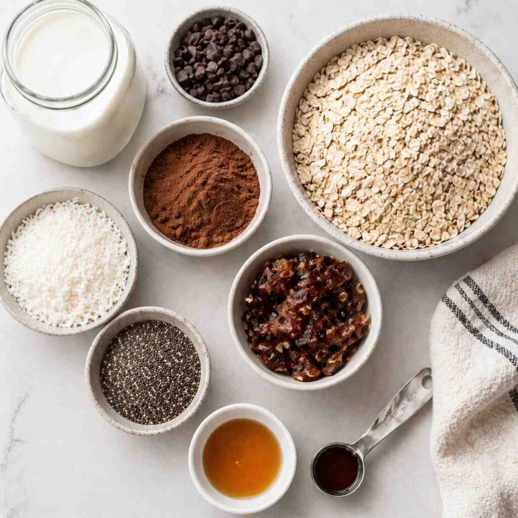 Coconut Chocolate Overnight Oats ingredients