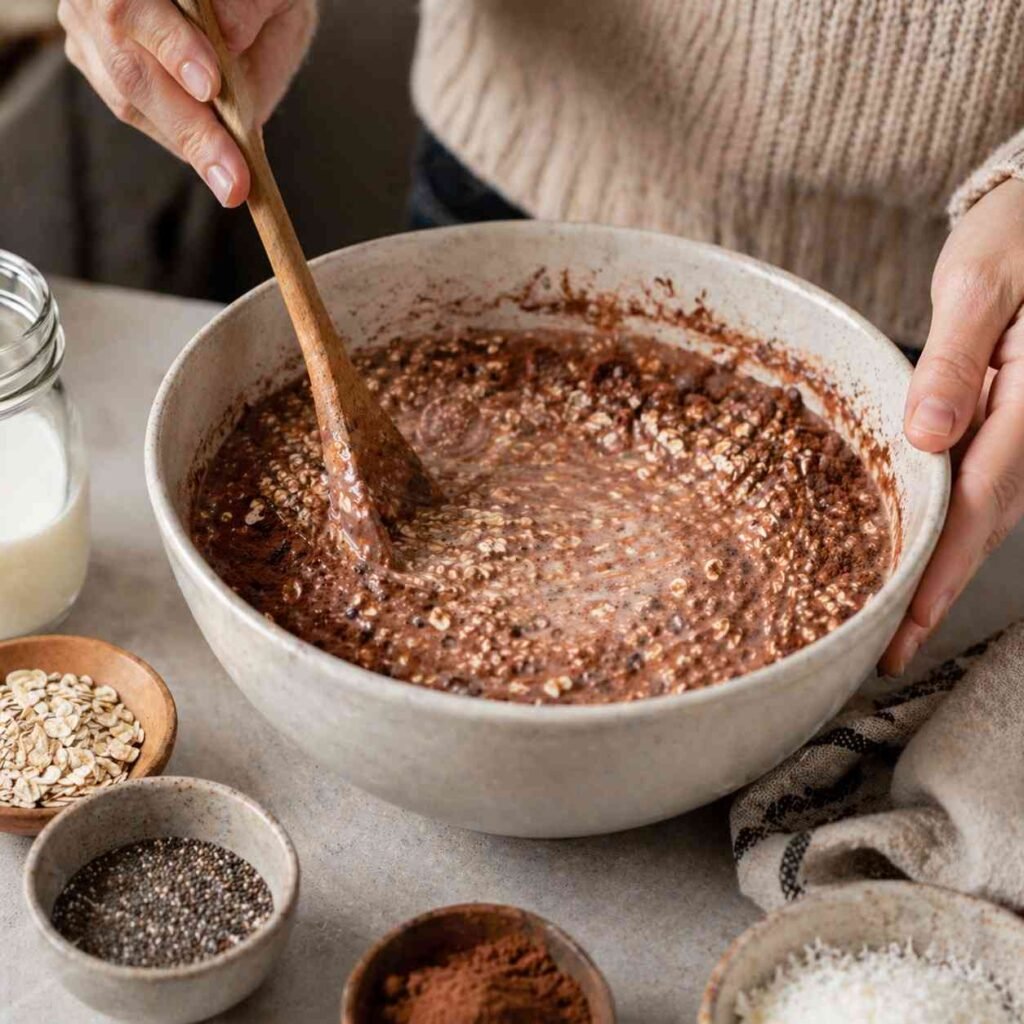 Coconut Chocolate Overnight Oats prep