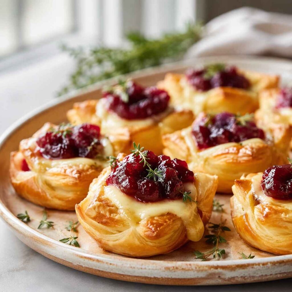 Cranberry Brie Bites with Flaky Puff Pastry