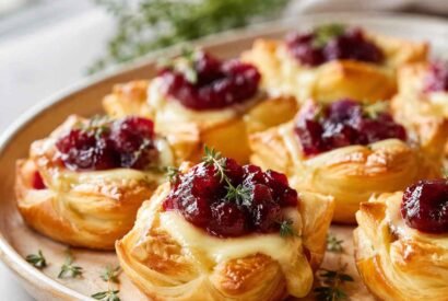 Thumbnail for Cranberry Brie Bites with Flaky Puff Pastry