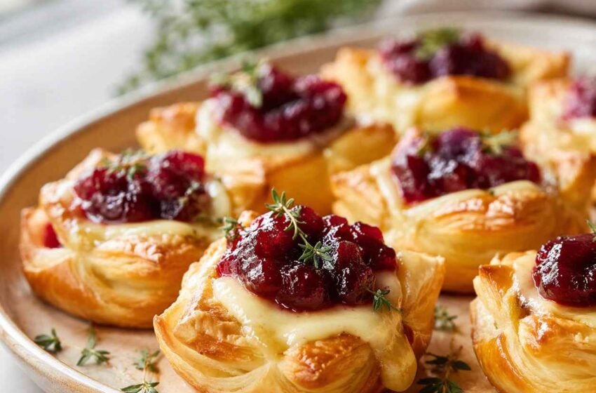 Cranberry Brie Bites with Flaky Puff Pastry