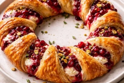 Thumbnail for Cranberry Goat Cheese Puff Pastry Wreath