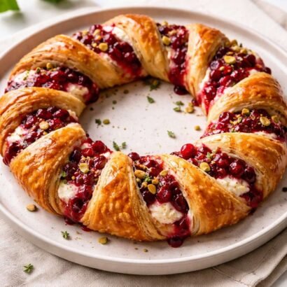Cranberry Goat Cheese Puff Pastry Wreath