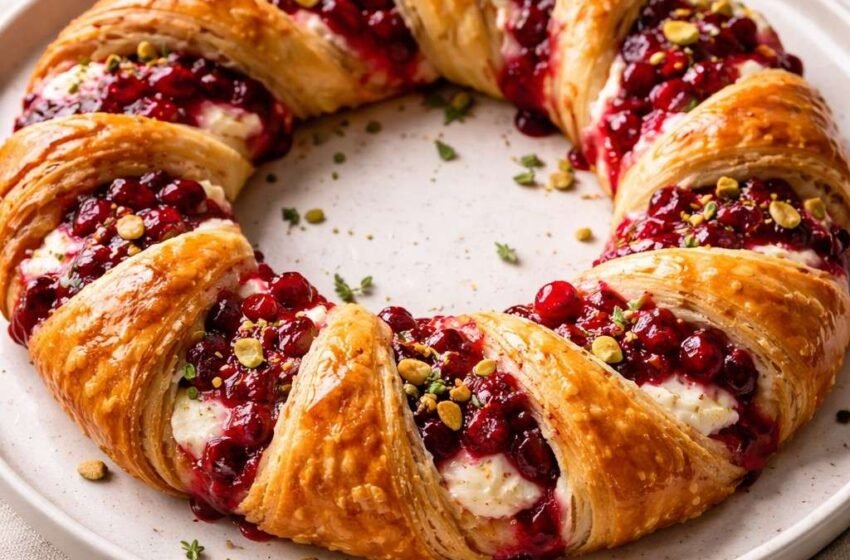 Cranberry Goat Cheese Puff Pastry Wreath