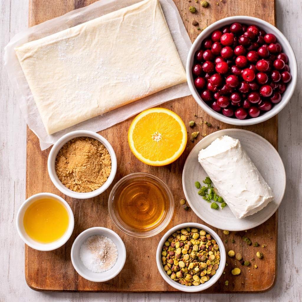 Cranberry Goat Cheese Puff Pastry Wreath ingredients