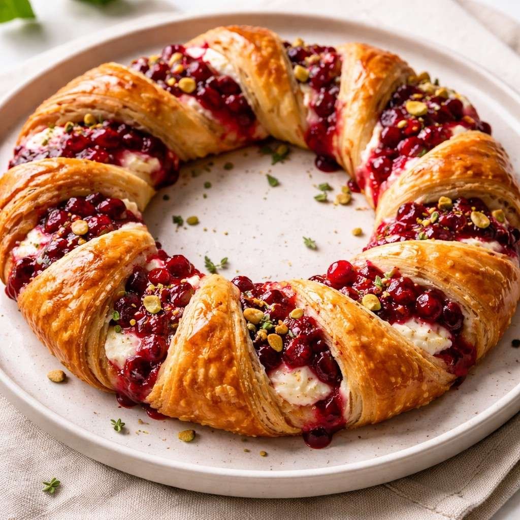 Cranberry Goat Cheese Puff Pastry Wreath