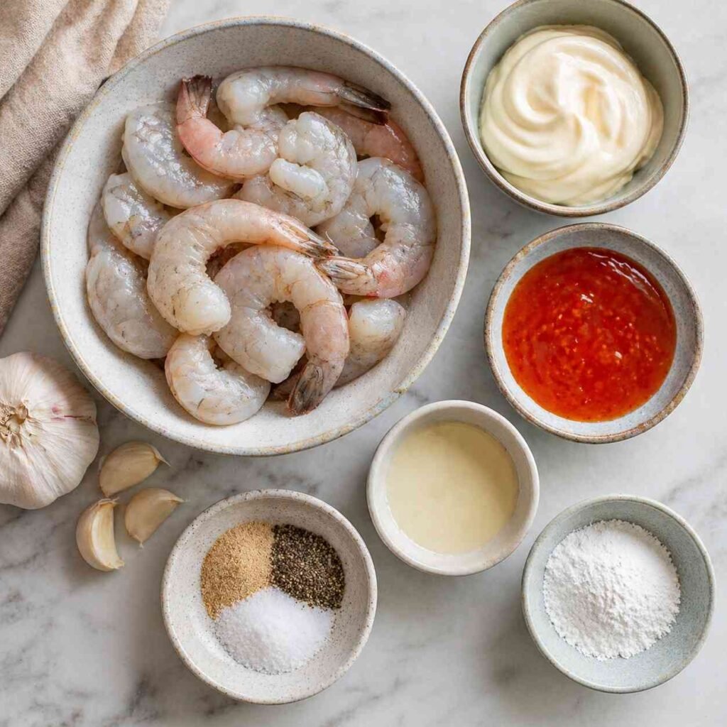 Creamy Bang Bang Shrimp ingredients