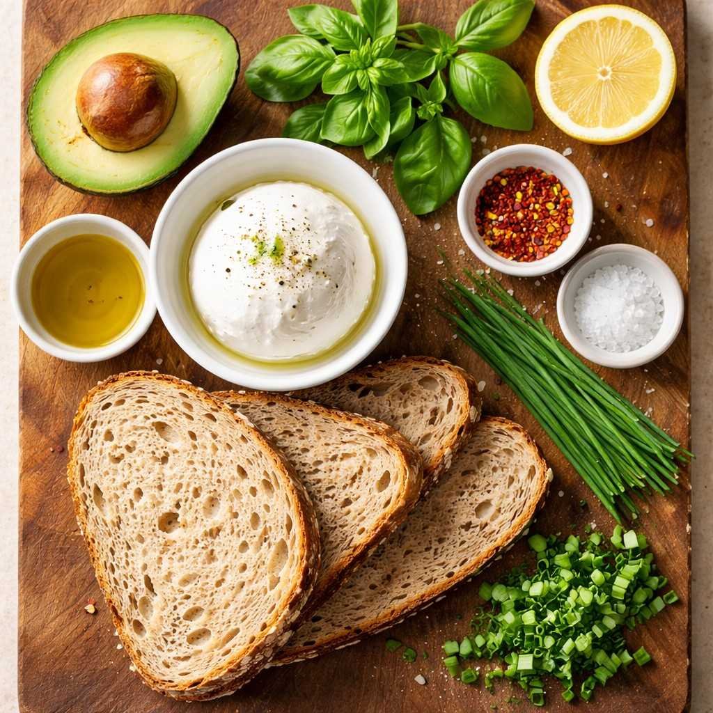 Creamy Burrata Avocado Toast ingredients
