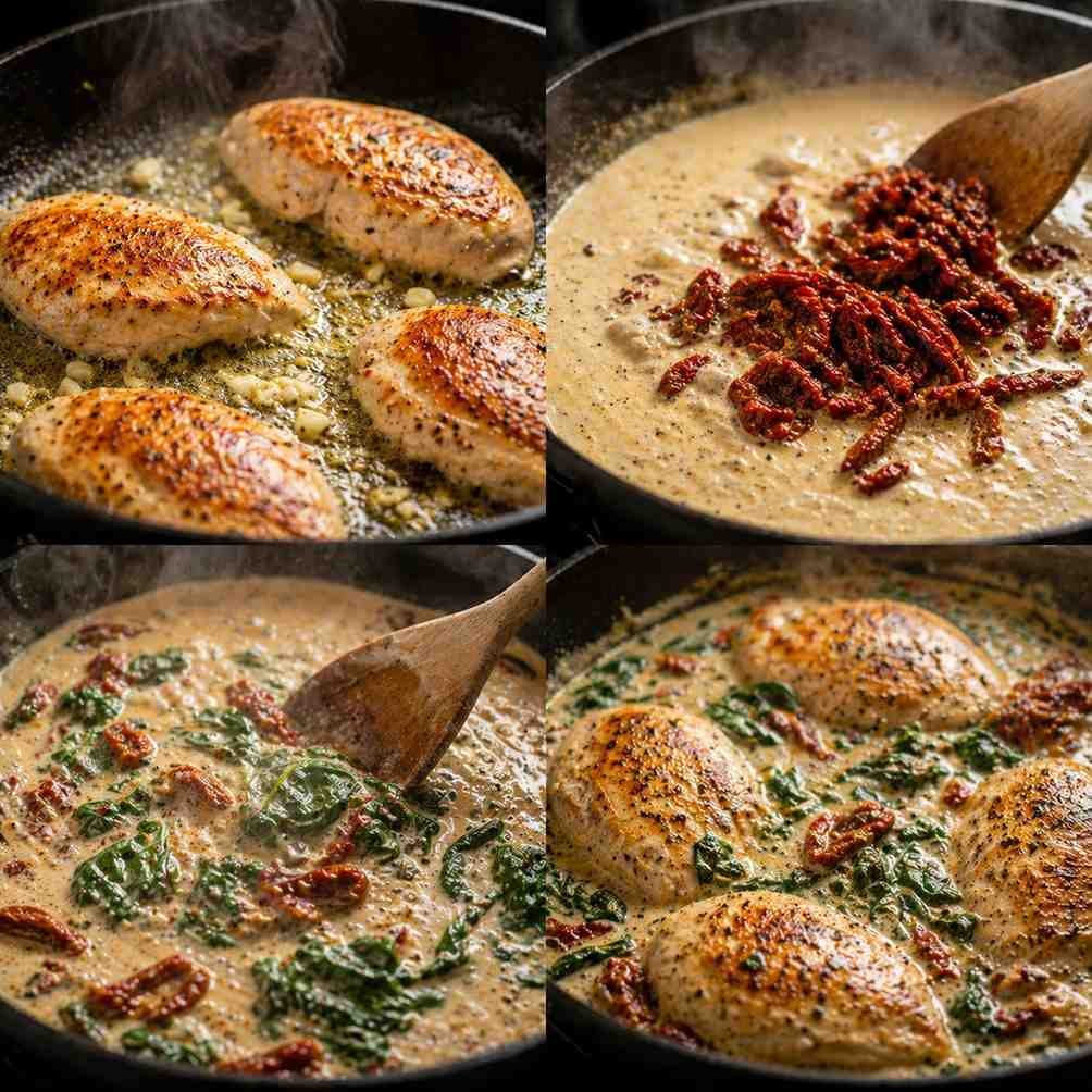 Creamy Tuscan Chicken prep